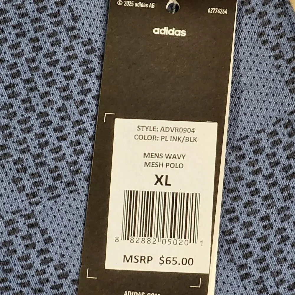 Adidas Polo Men's XL Ink Wavy Short Sleeve New